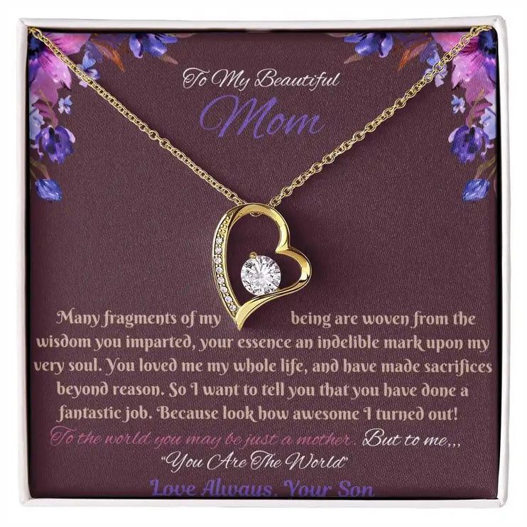 yellow gold forever love necklace in soft box