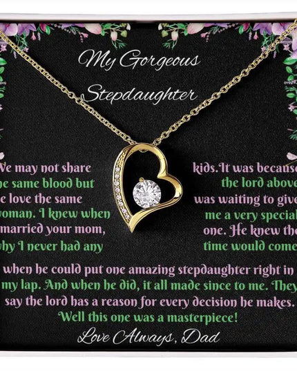 yellow gold forever love necklace in mahogany box