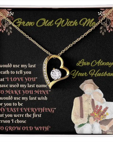 yellow gold forever love necklace in two-tone box