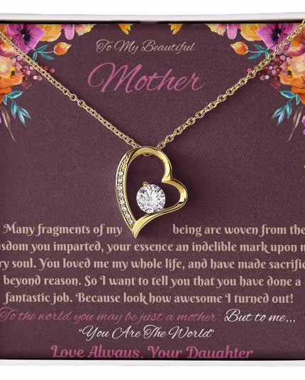 yellow gold forever love necklace in soft box