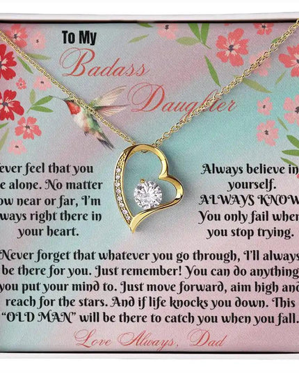 yellow gold forever love necklace in two-tone box