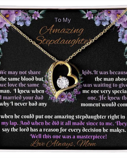 yellow gold forever love necklace in a two-tone box