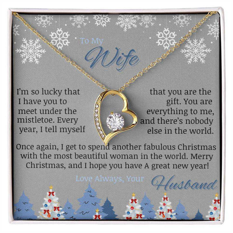 yellow gold forever love necklace in soft box