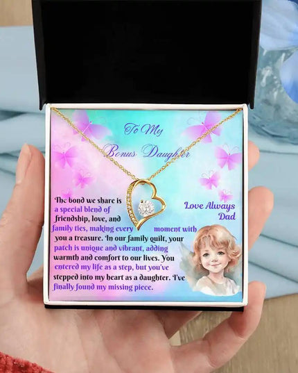yellow gold forever love necklace in two-tone box