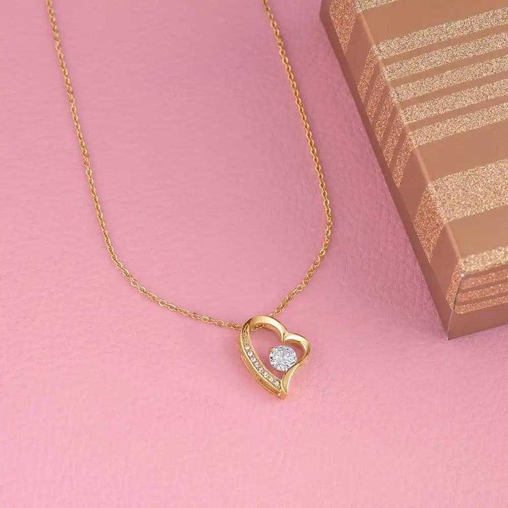 forever love necklace in a soft box