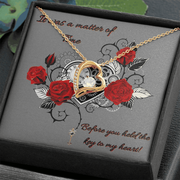forever love necklace in a soft box