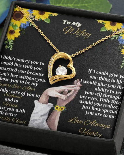 yellow gold forever love necklace in two-tone box