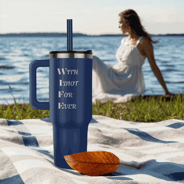 blue tumbler 40oz pinnacle on a sandy beach