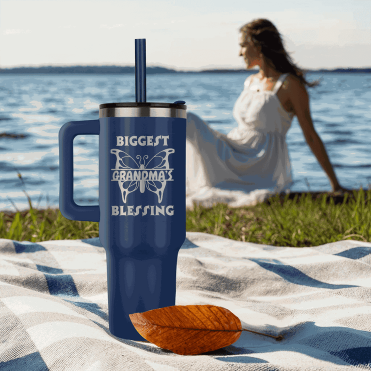 blue tumbler 40oz pinnacle on the beach