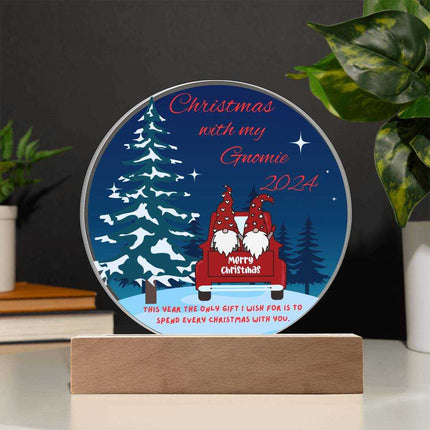 acrylic circle plaque with clear bulb and 12v base