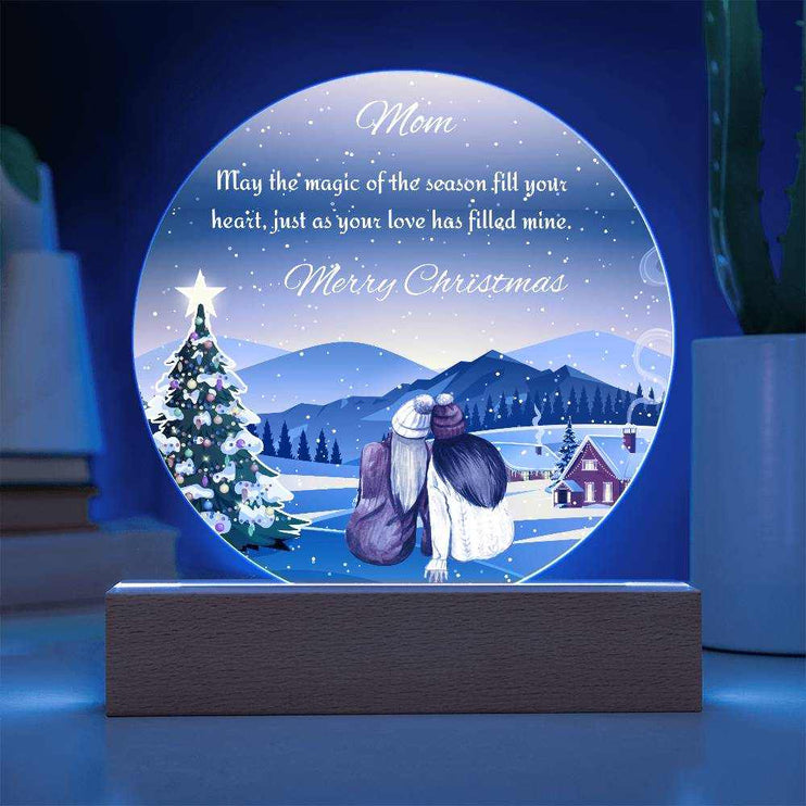 12v acrylic circle plaque with a blue light on