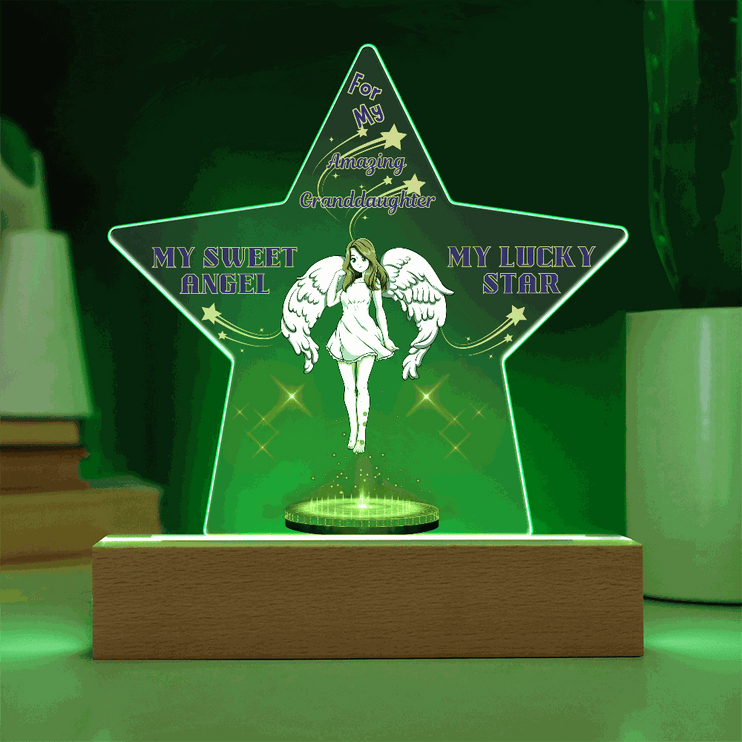 12v acrylic star plaque with green light on