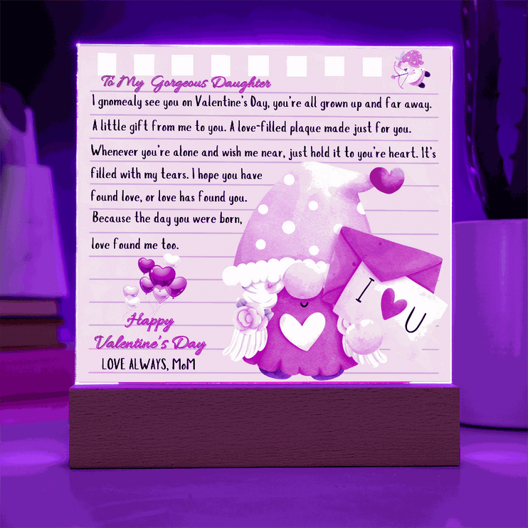 12v acrylic square plaque with a purple light on