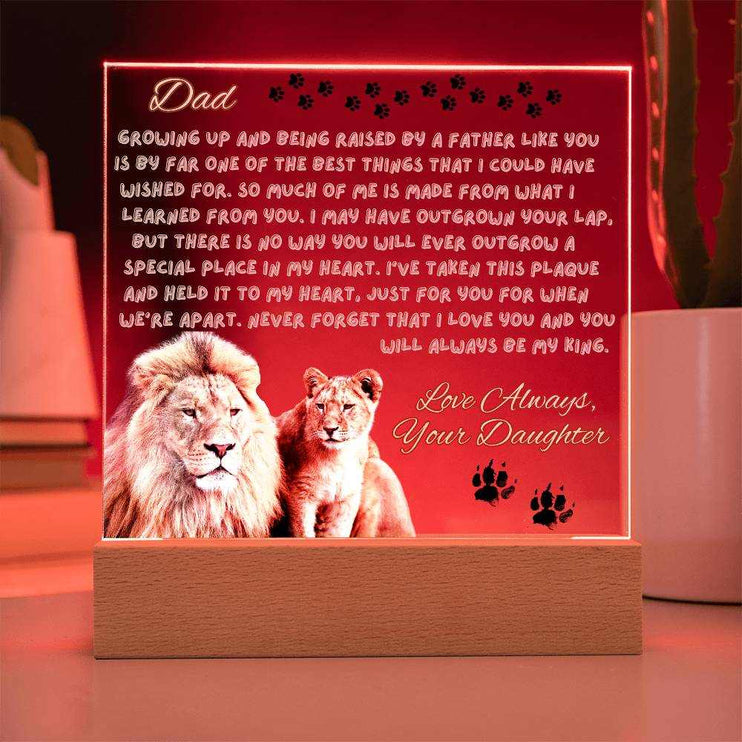 12v acrylic square plaque with red light on