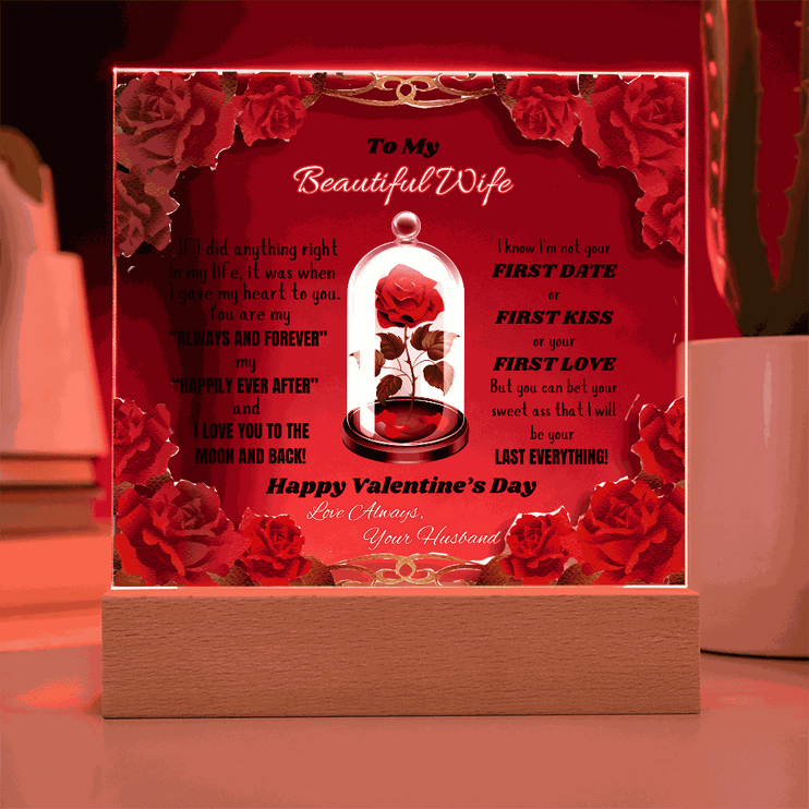 120v acrylic square plaque with red light on