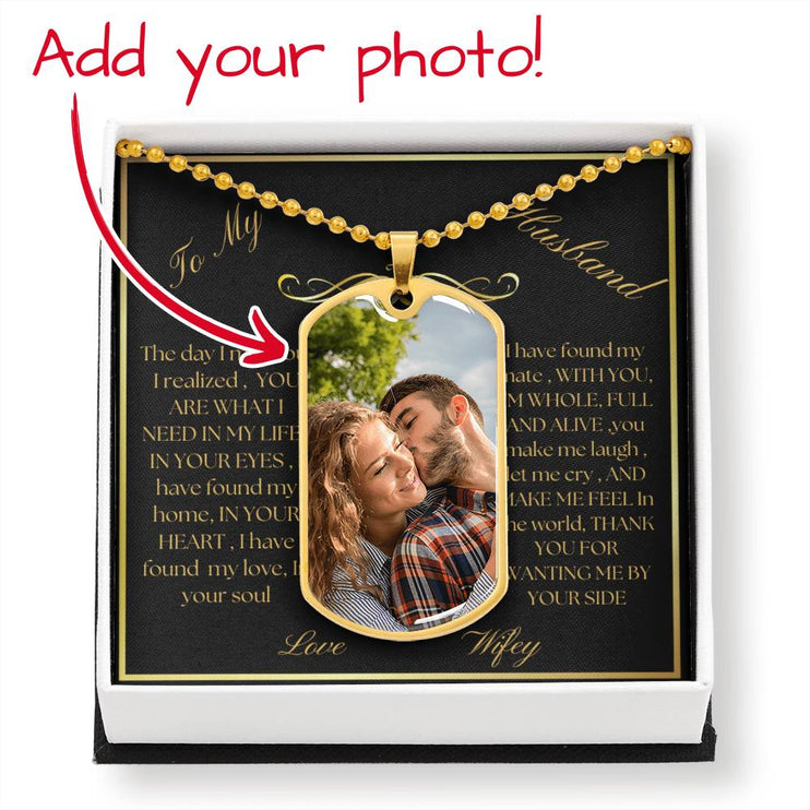 personalized military dog tag necklace with photo upload gold variant